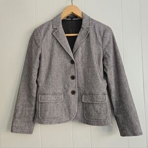 Theory Brown Blazer 3 Button Closure Tweed Look Classic Preppy Academia Size 6